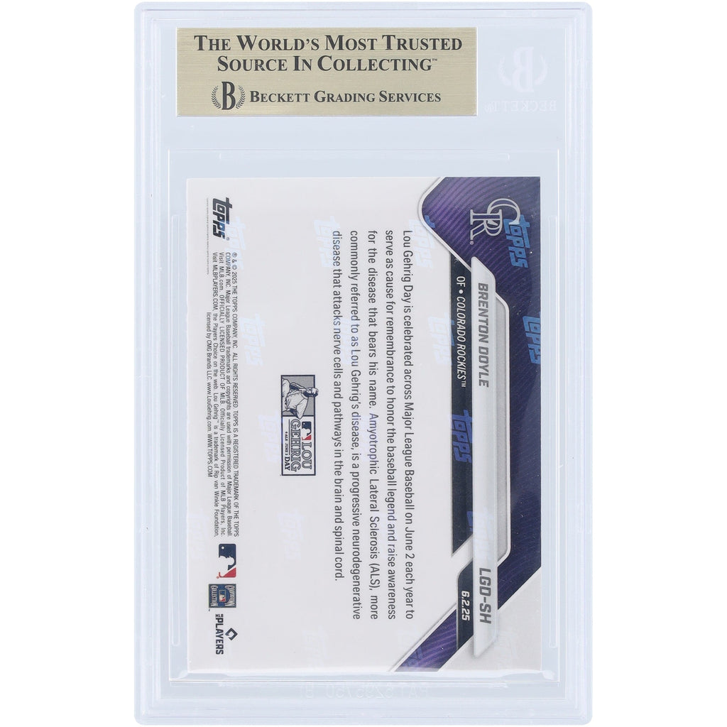Brenton Doyle Colorado Rockies 2025 Topps Now Lou Gehrig Day #LGD-SH BGS Authenticated 9.5 Card