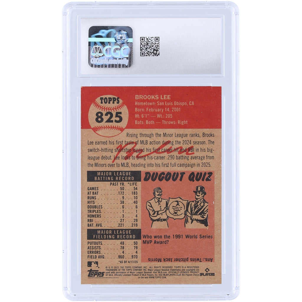 Brooks Lee Minnesota Twins 2025 Topps Living Set #825 CGC Authenticated 10 Rookie Card