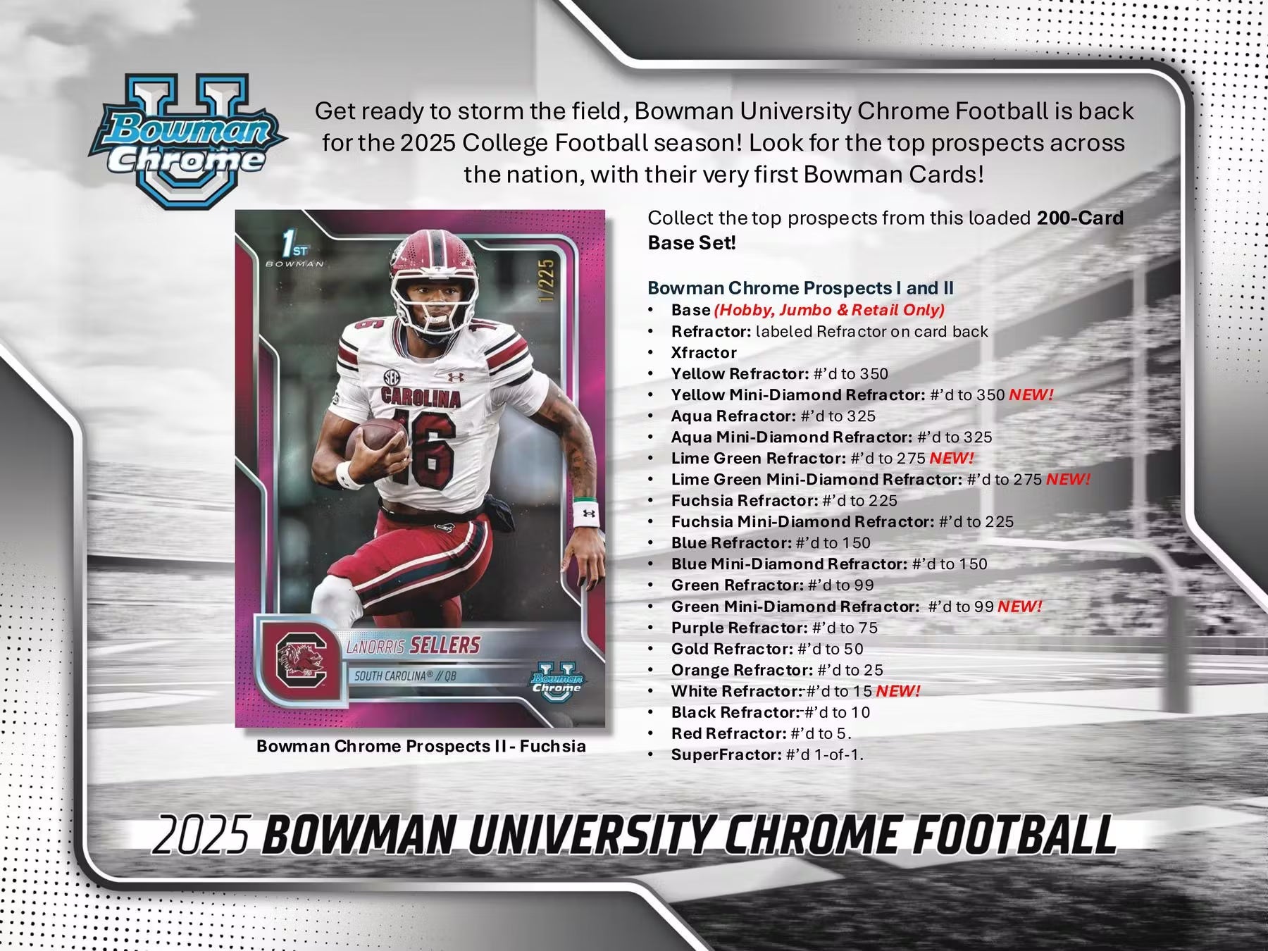 2025 Topps Bowman University Chrome Football Hobby Trading Cards