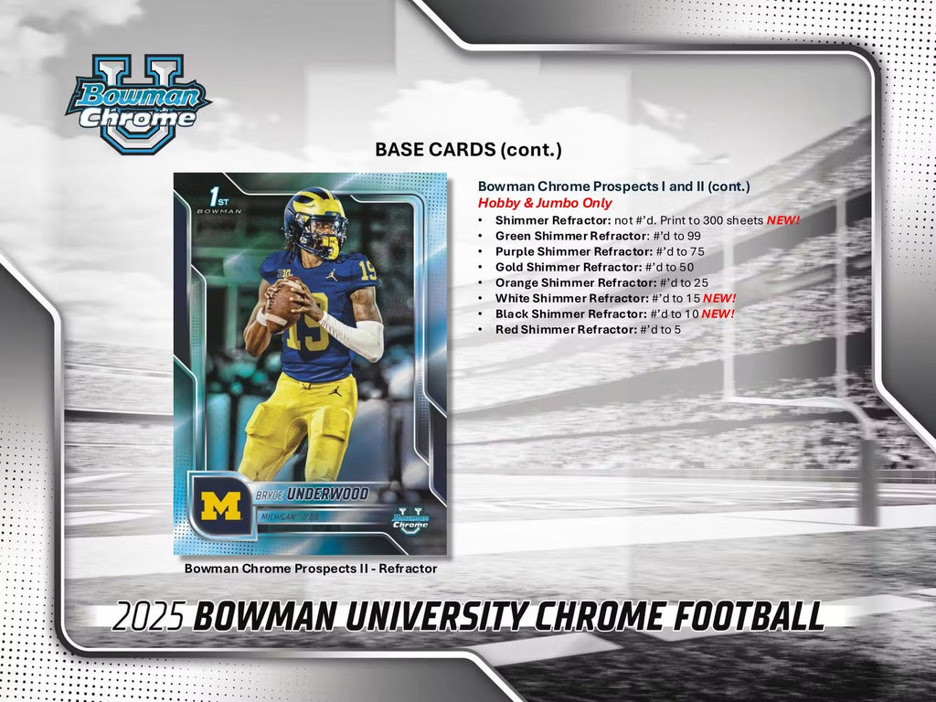 2025 Topps Bowman University Chrome Football Hobby Trading Cards