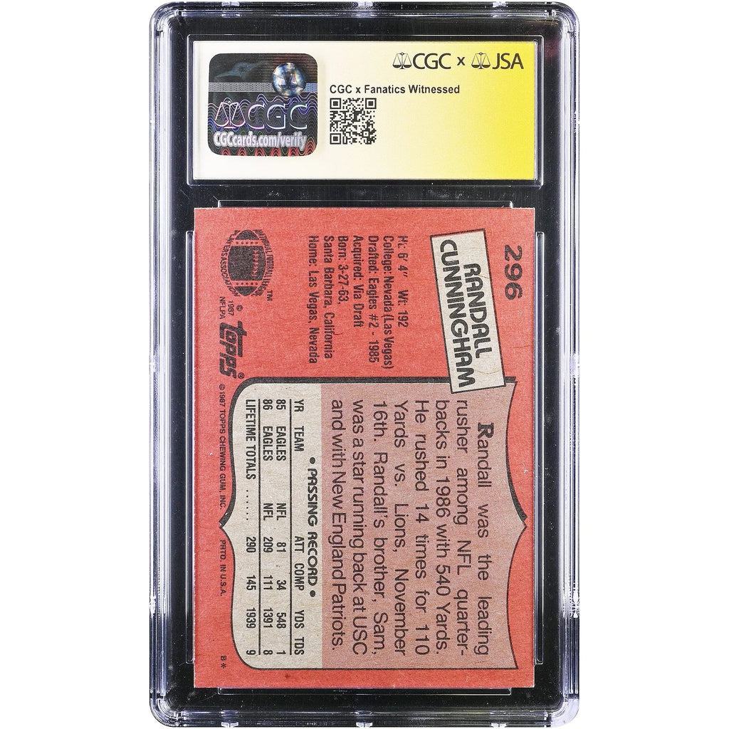 Randall Cunningham Signed 1987 Topps #296 Rookie Card | CGC Graded Auto 10