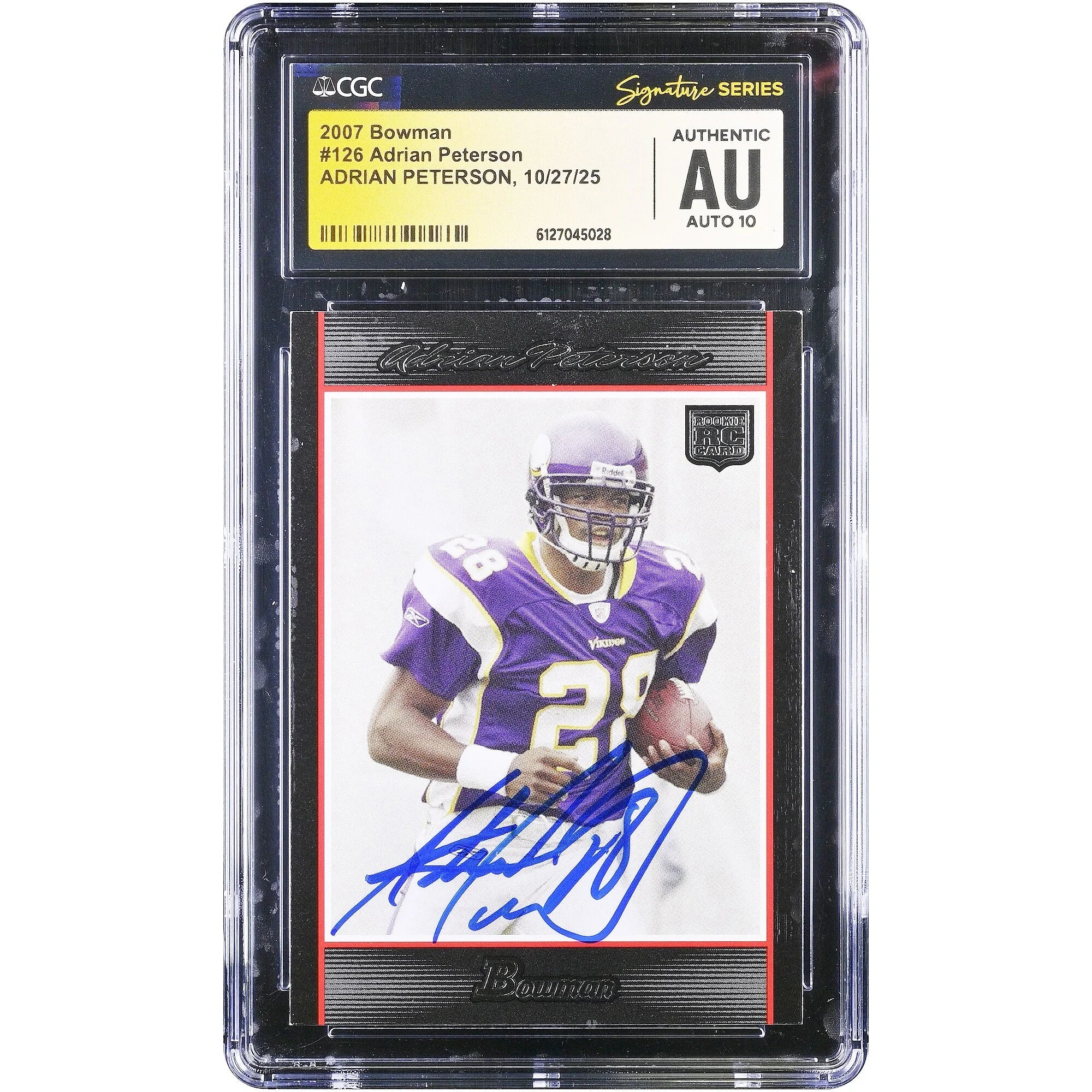Adrian Peterson Signed 2007 Bowman #126 Rookie Card | CGC Graded