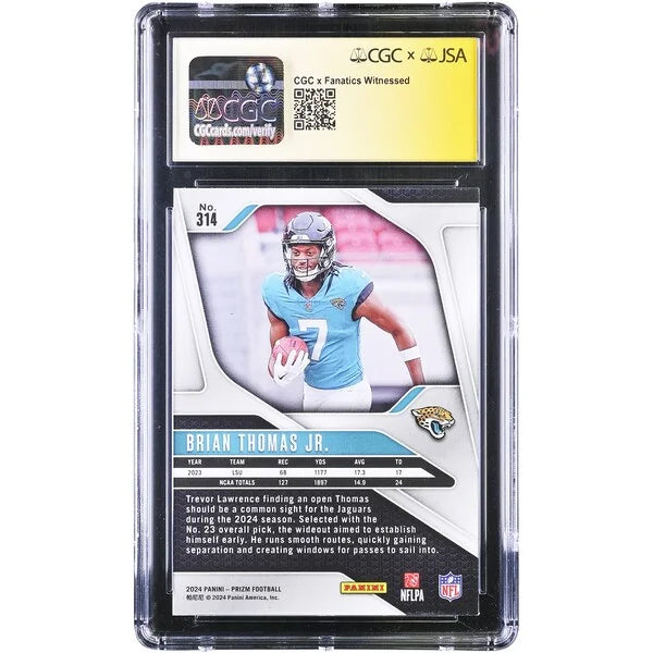 Brian Thomas Jr. Signed 2024 Panini Prizm #314 Rookie Card | CGC Graded