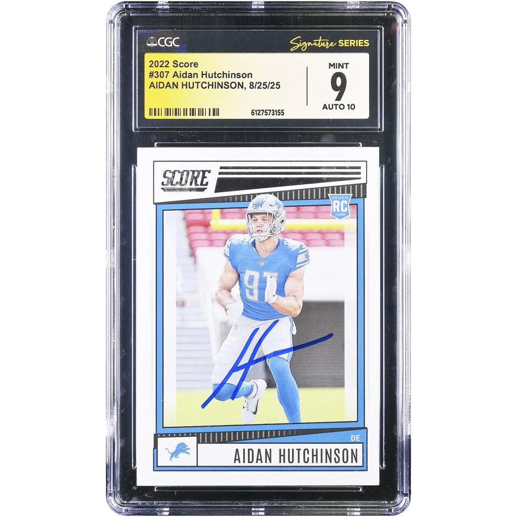 Aidan Hutchinson Signed 2022 Panini Score #307 Rookie Card | CGC 9
