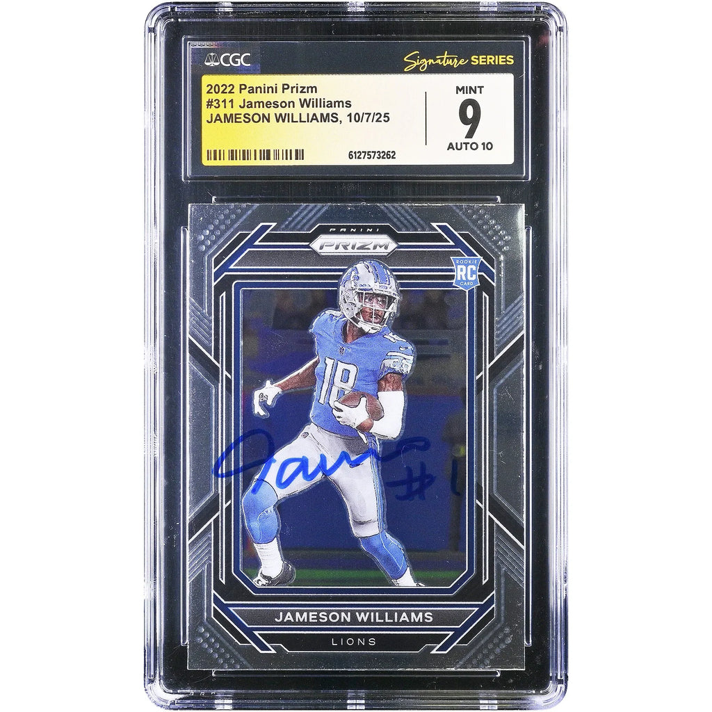 Jameson Williams Signed 2022 Panini Prizm #311 Rookie Card | CGC 9/10