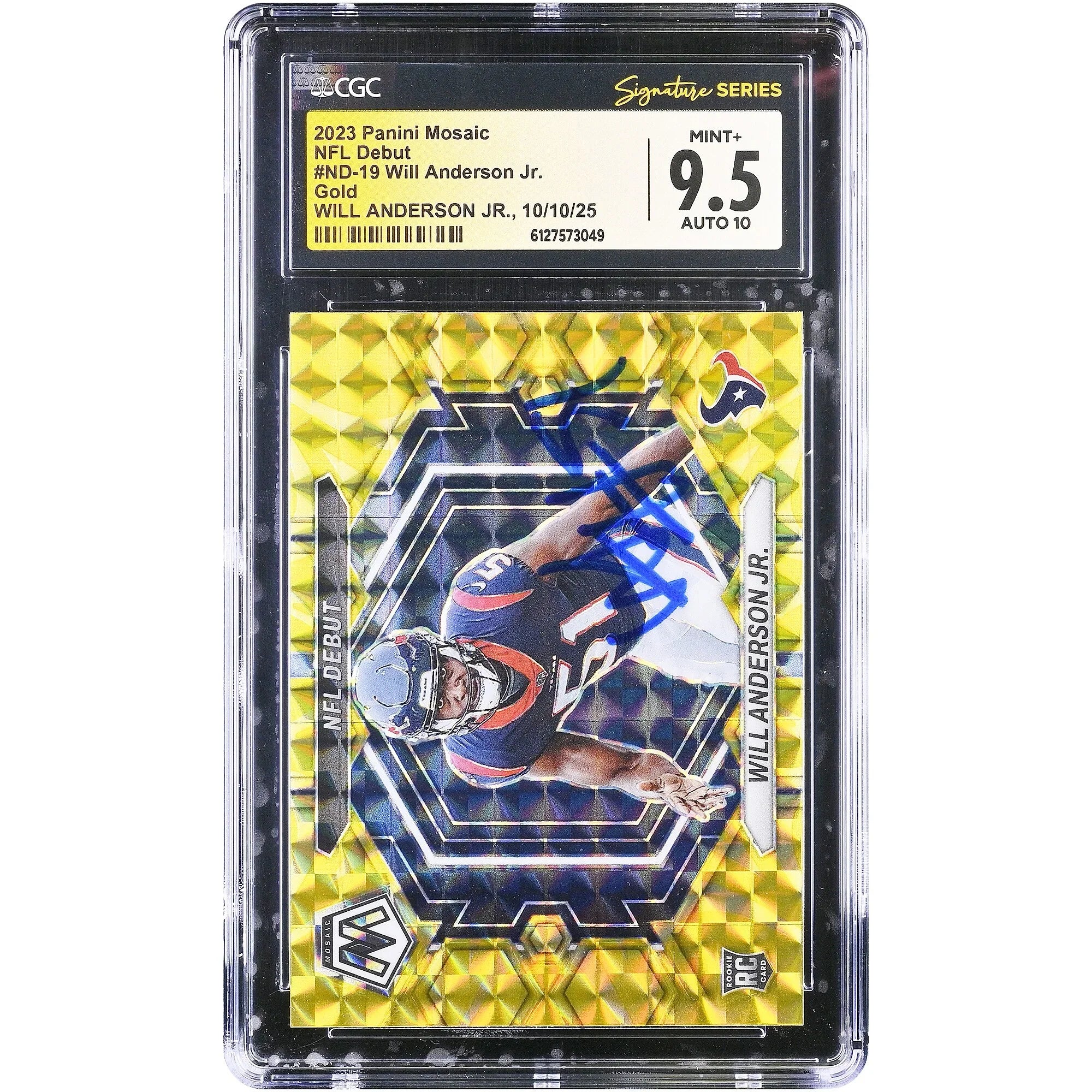 Will Anderson Jr. Signed 2023 Panini Mosaic Gold Rookie Card | CGC 9.5