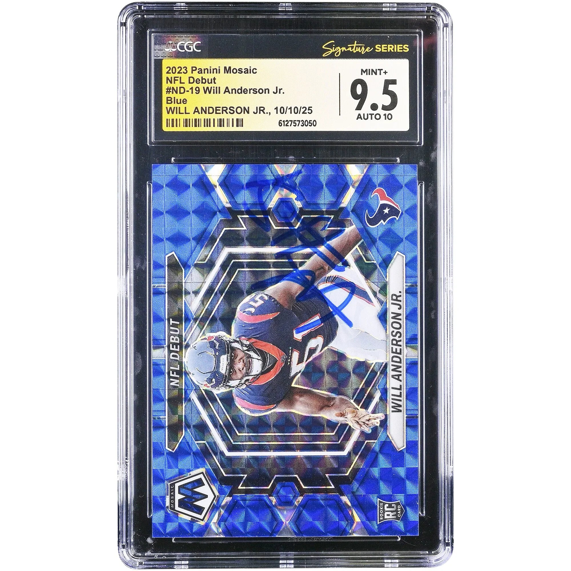 Will Anderson Jr. Signed 2023 Panini Mosaic Rookie Card | CGC 9.5
