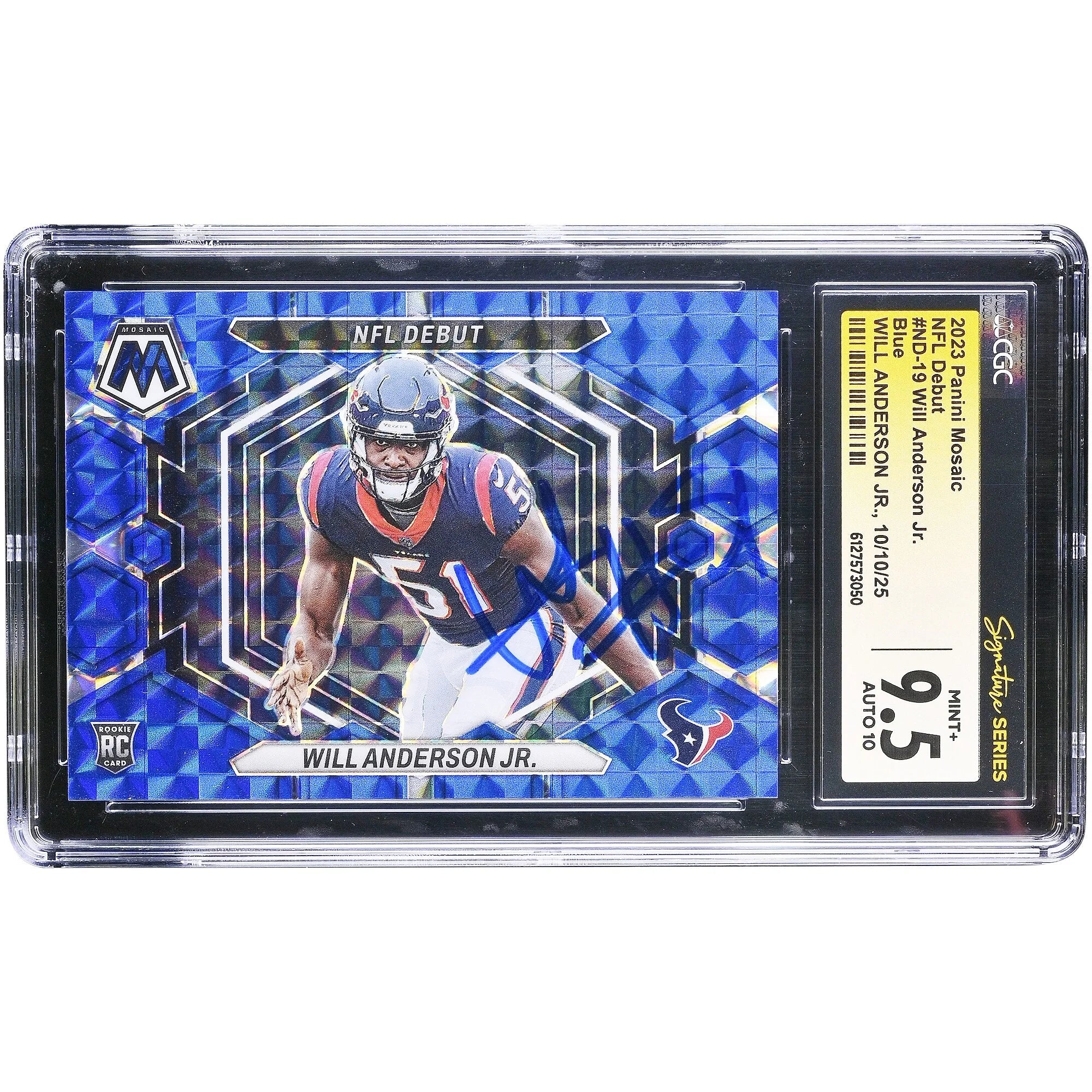 Will Anderson Jr. Signed 2023 Panini Mosaic Rookie Card | CGC 9.5