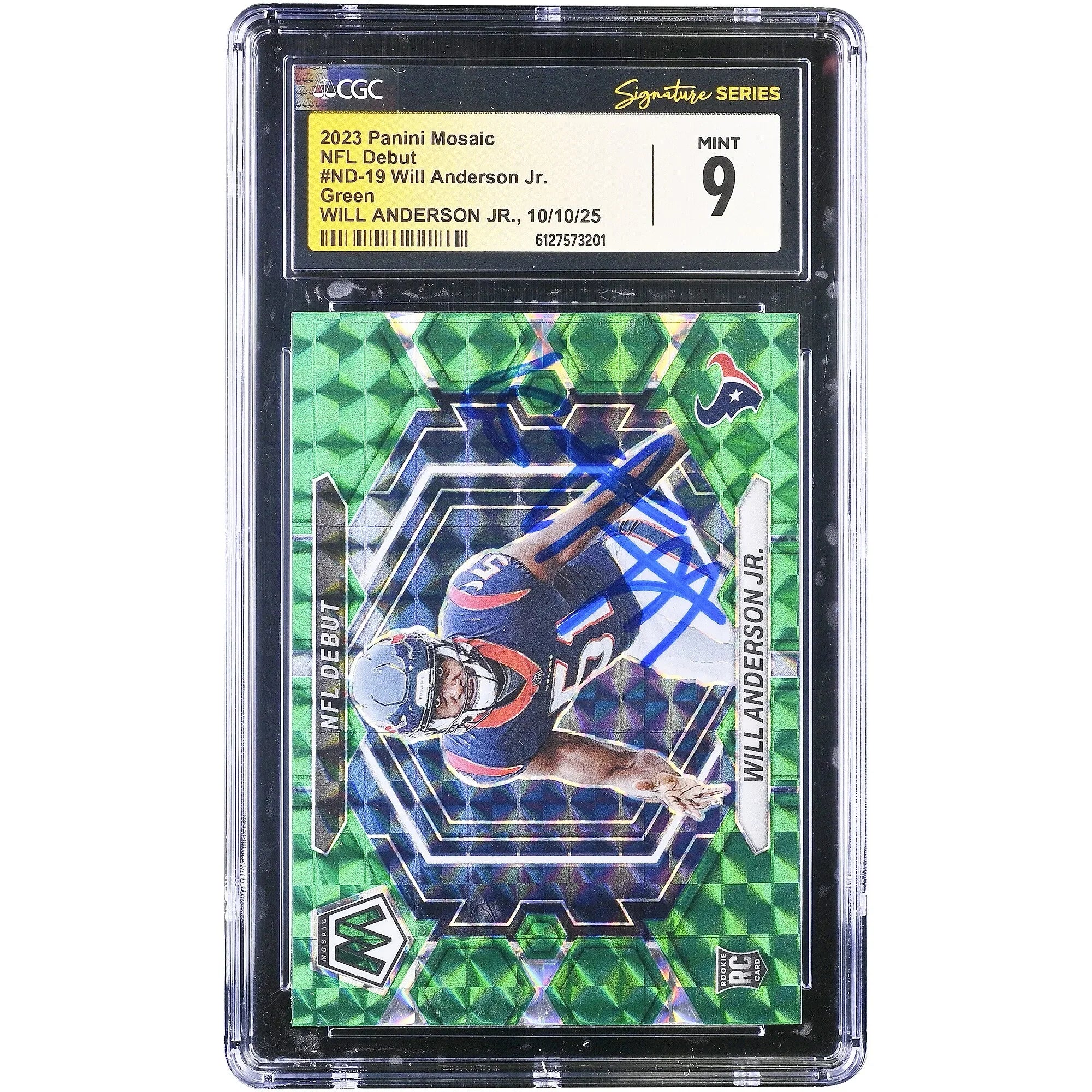 Will Anderson Jr. Signed 2023 Panini Mosaic Rookie Card | CGC Authenticated Mint 9