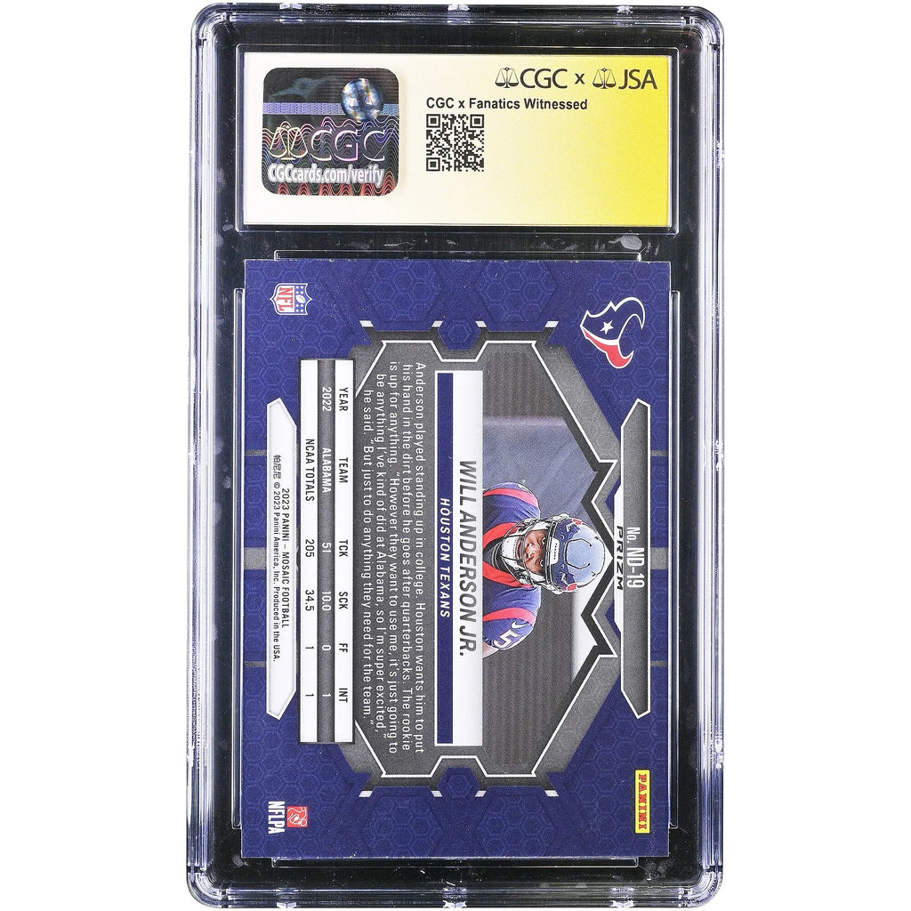 Will Anderson Jr. Signed 2023 Panini Mosaic Rookie Card | CGC Authenticated Mint 9