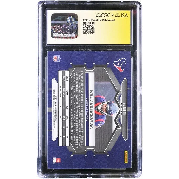 Will Anderson Jr Signed 2023 Panini Mosaic Rookie Card | CGC Authenticated 9.5