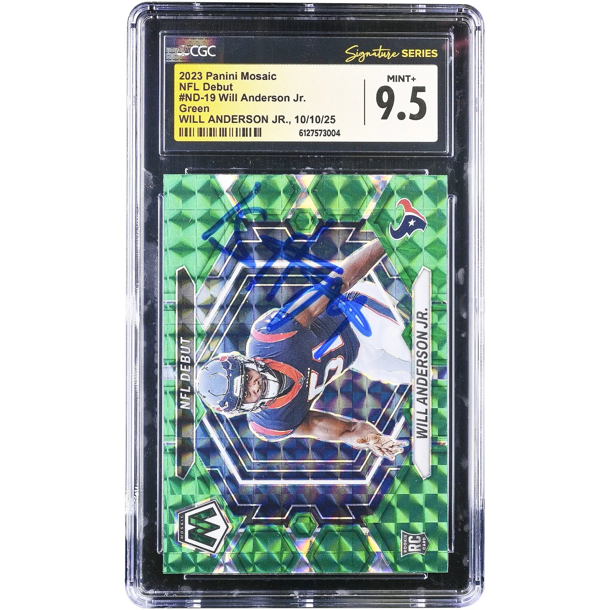 Will Anderson Jr Signed 2023 Panini Mosaic Rookie Card | CGC Authenticated 9.5
