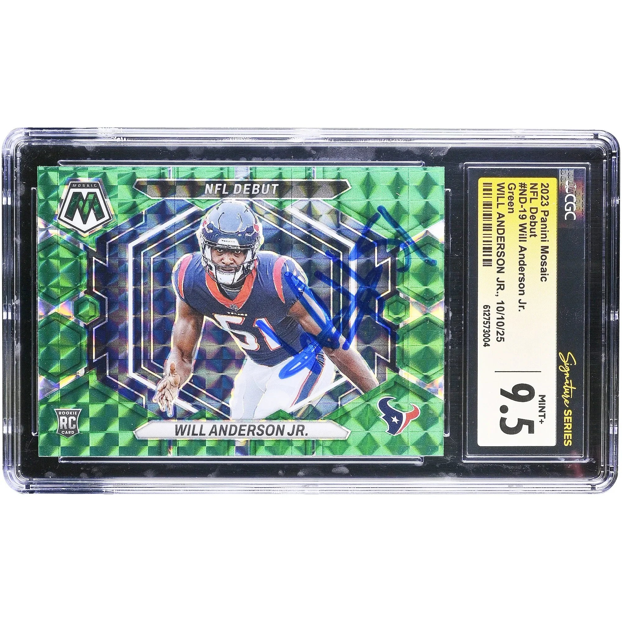 Will Anderson Jr Signed 2023 Panini Mosaic Rookie Card | CGC Authenticated 9.5