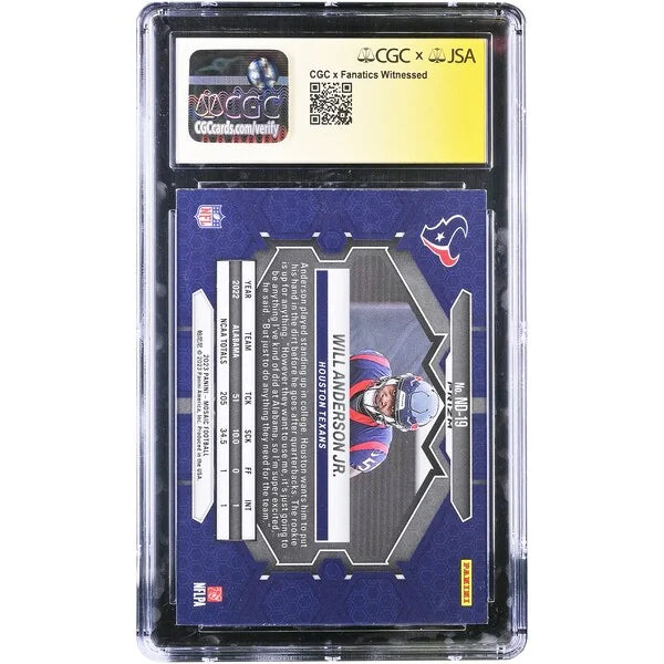 Will Anderson Jr Signed 2023 Panini Mosaic Rookie Card | CGC 9.5