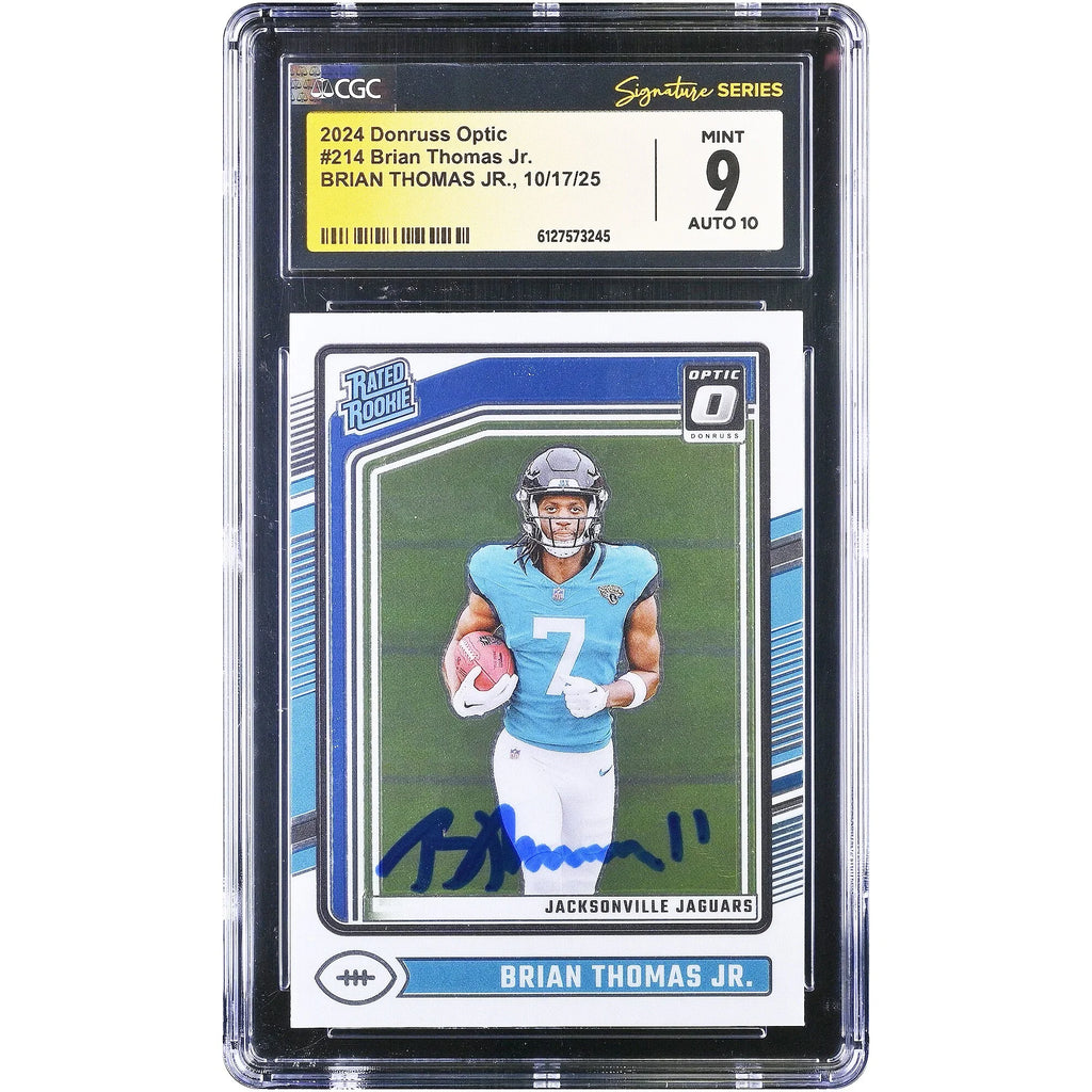 Brian Thomas Jr. Signed 2024 Panini Donruss Optic Rookie Card #214 | CGC 9/10