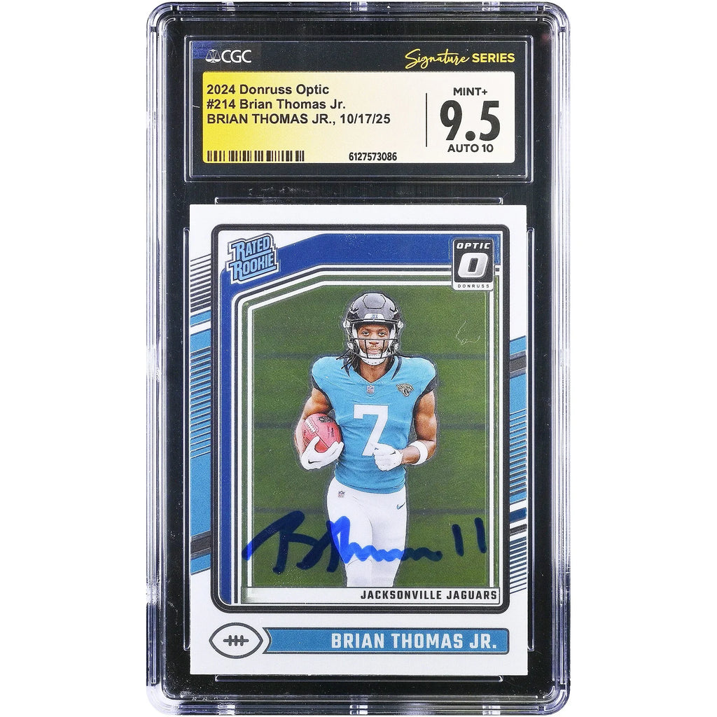 Brian Thomas Jr Signed 2024 Panini Donruss Optic #214 Rookie Card | CGC 9.5