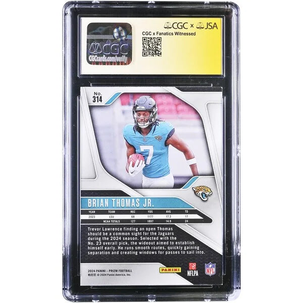 Brian Thomas Jr Signed 2024 Panini Prizm #314 Rookie Card | CGC 9.5