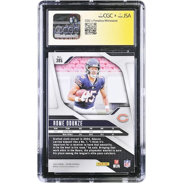 Rome Odunze Signed 2024 Panini Prizm Orange Ink Rookie Card #385 | CGC 9.5