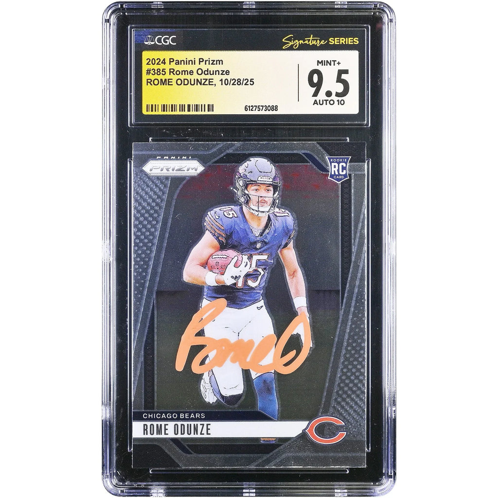 Rome Odunze Signed 2024 Panini Prizm Orange Ink Rookie Card #385 | CGC 9.5