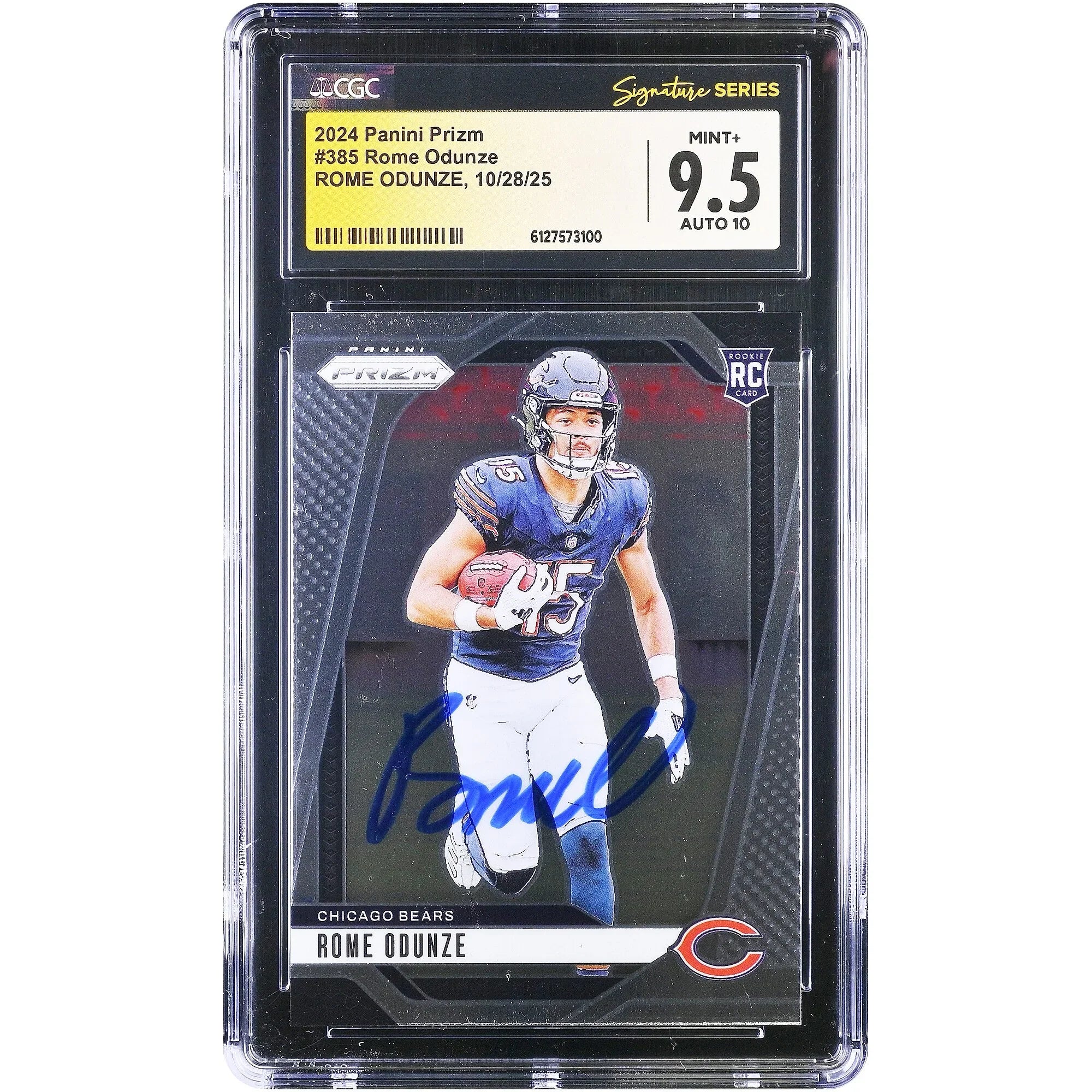 Rome Odunze Signed 2024 Panini Prizm #385 Rookie Card | CGC 9.5