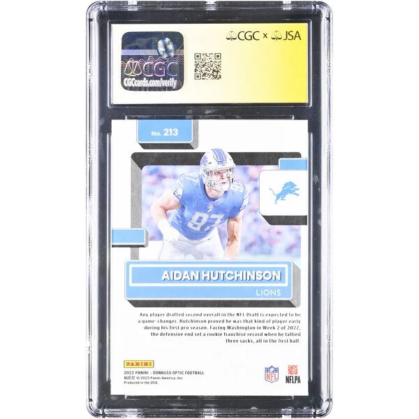 Aidan Hutchinson Signed 2022 Panini Donruss Optic #213 Rookie Card | CGC Auto 10