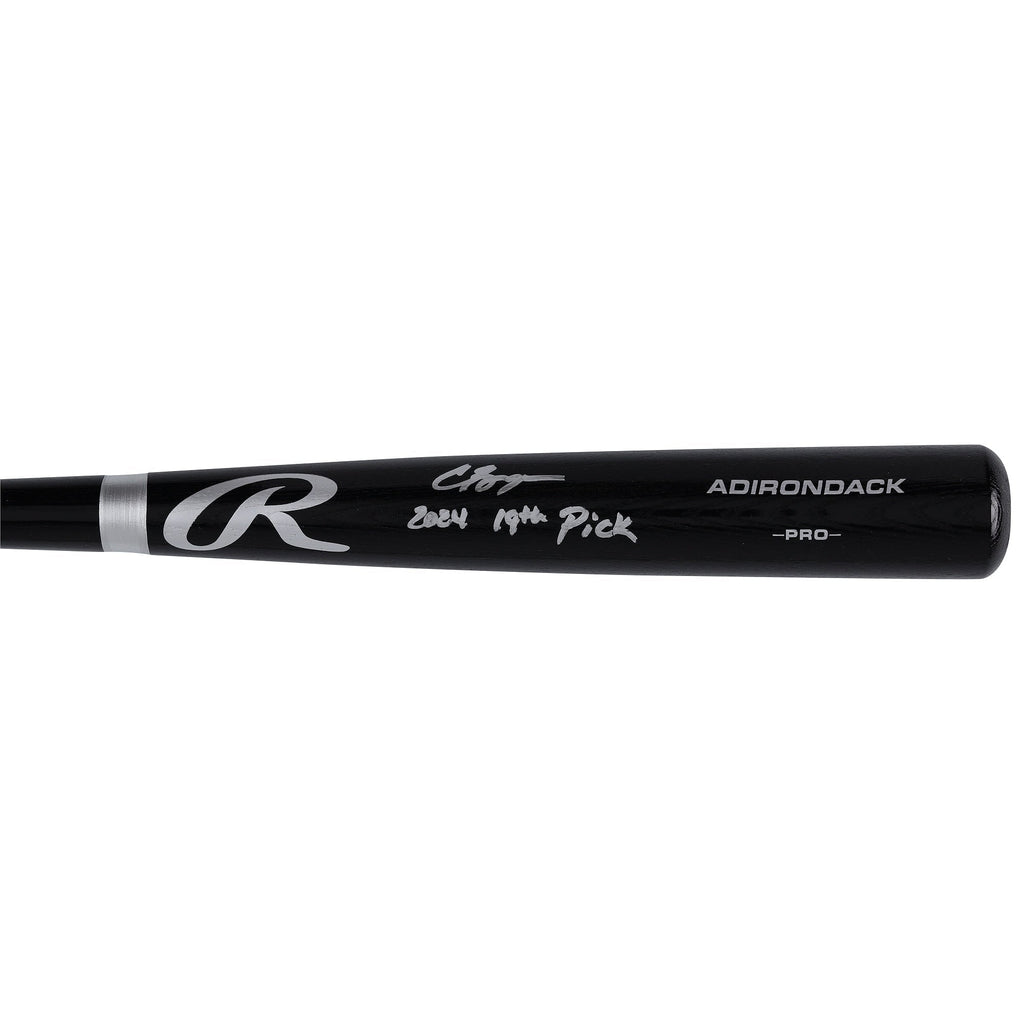 Carson Benge New York Mets Autographed Fanatics Authentic Black Rawlings Pro Bat with "2024 19th Pick" Inscription