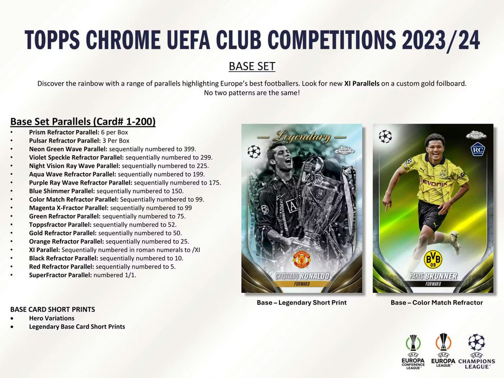 2023-24 Topps Chrome Soccer UEFA Club Competition Jumbo Hobby Trading Cards