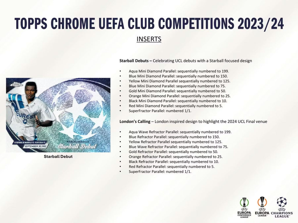 2023-24 Topps Chrome Soccer UEFA Club Competition Jumbo Hobby Trading Cards