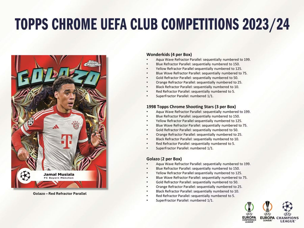 2023-24 Topps Chrome Soccer UEFA Club Competition Jumbo Hobby Trading Cards