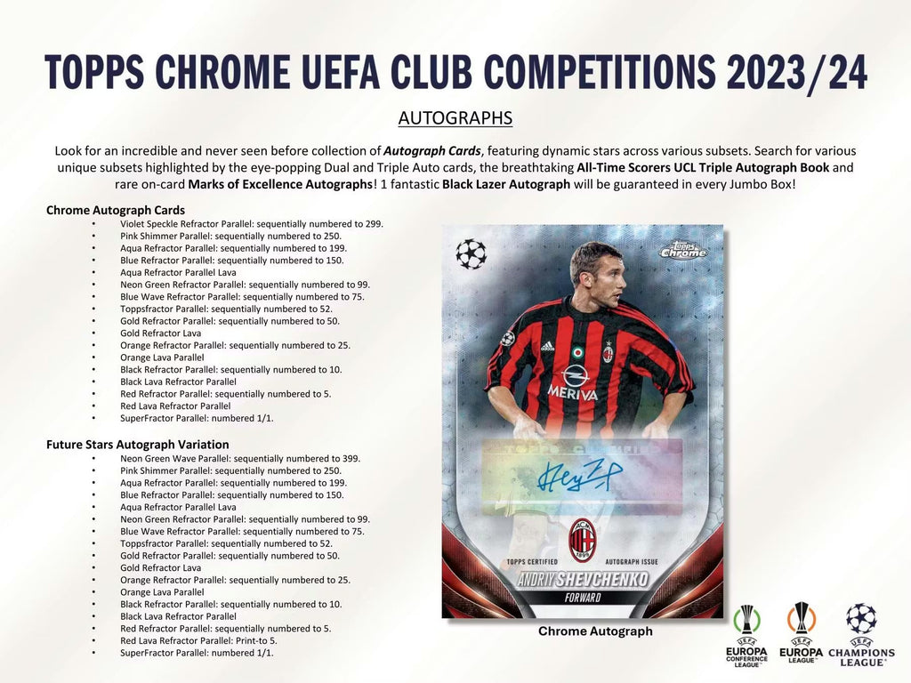 2023-24 Topps Chrome Soccer UEFA Club Competition Jumbo Hobby Trading Cards