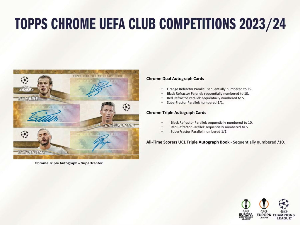 2023-24 Topps Chrome Soccer UEFA Club Competition Jumbo Hobby Trading Cards