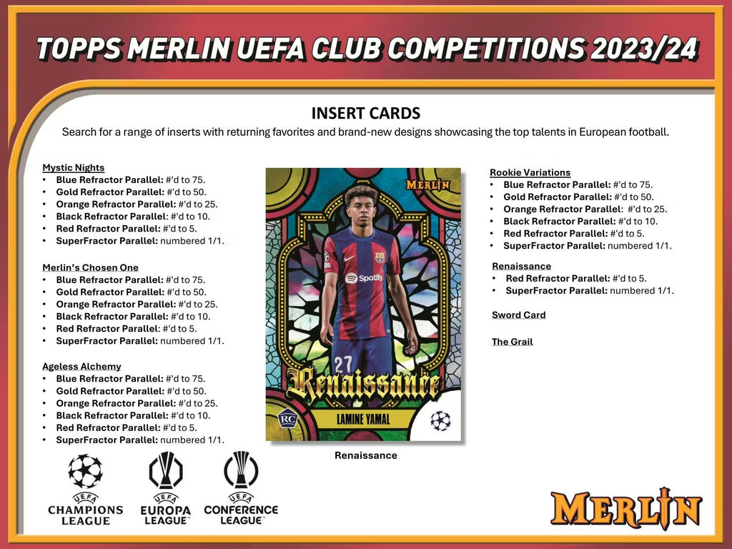 2023-24 Topps Chrome Merlin Soccer UEFA Club Competition Hobby Trading Cards