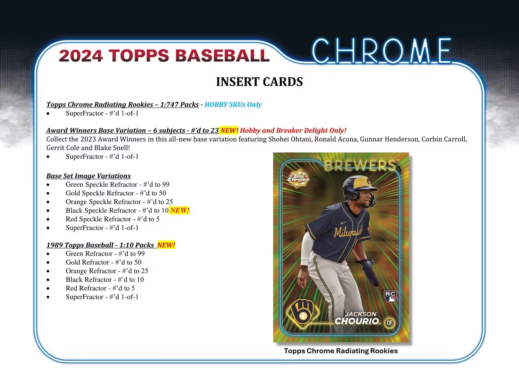 2024 Topps Chrome Baseball Breaker Delight Trading Cards