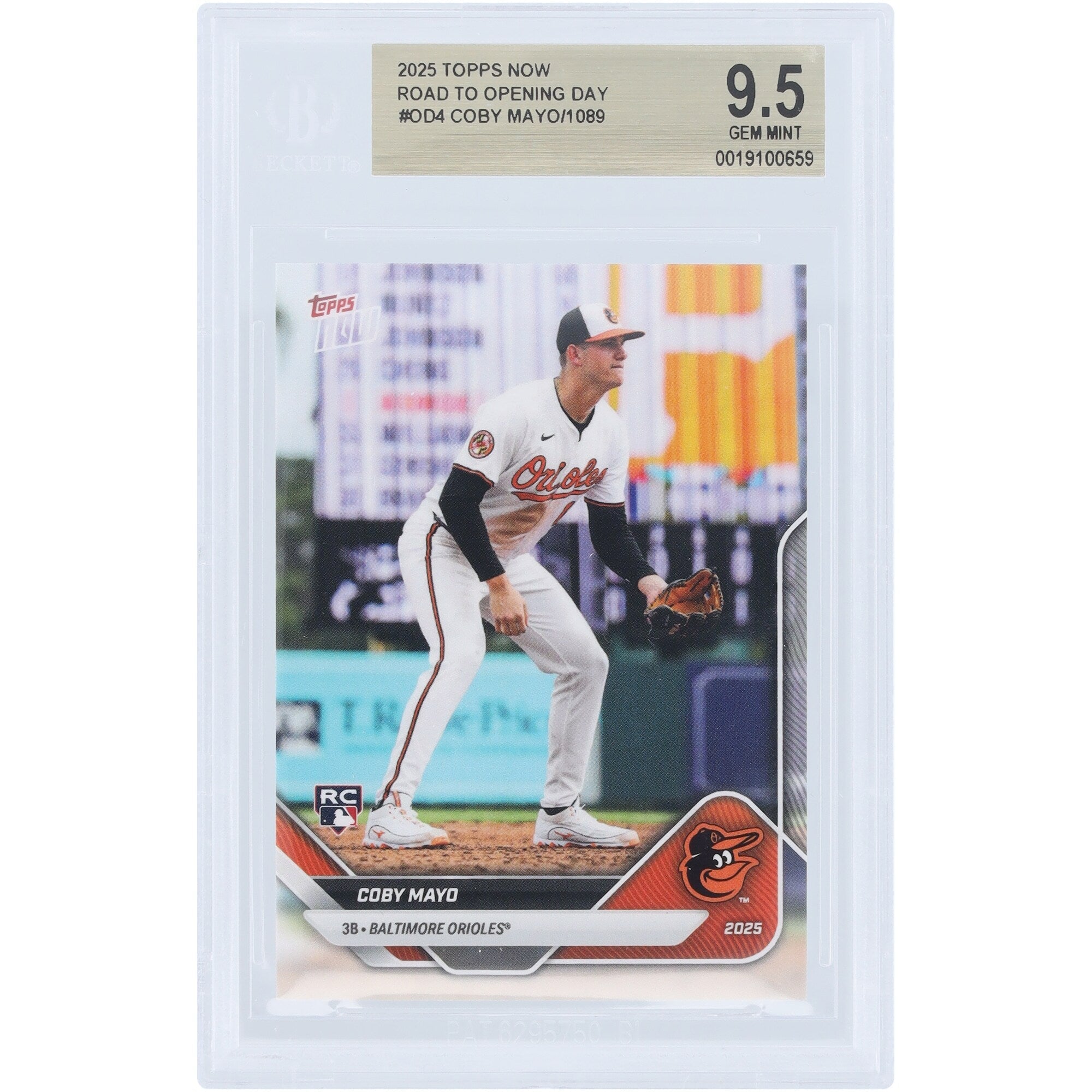 Coby Mayo Baltimore Orioles 2025 Topps Now Road to Opening Day #OD-4 BGS Authenticated 9.5 Rookie Card