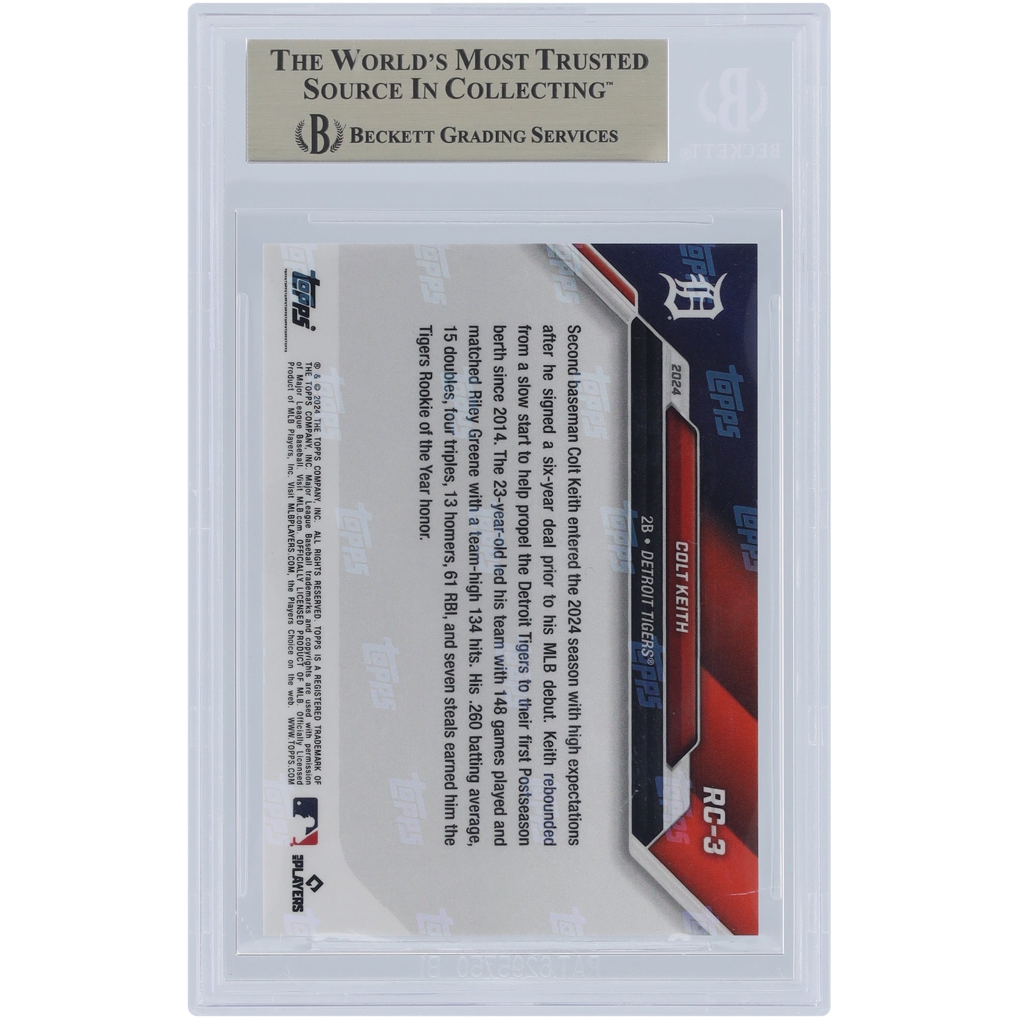 Colt Keith Detroit Tigers 2024 Topps Now 2024 Rookie Cup Team #RC3 BGS Authenticated 9.5 Rookie Card