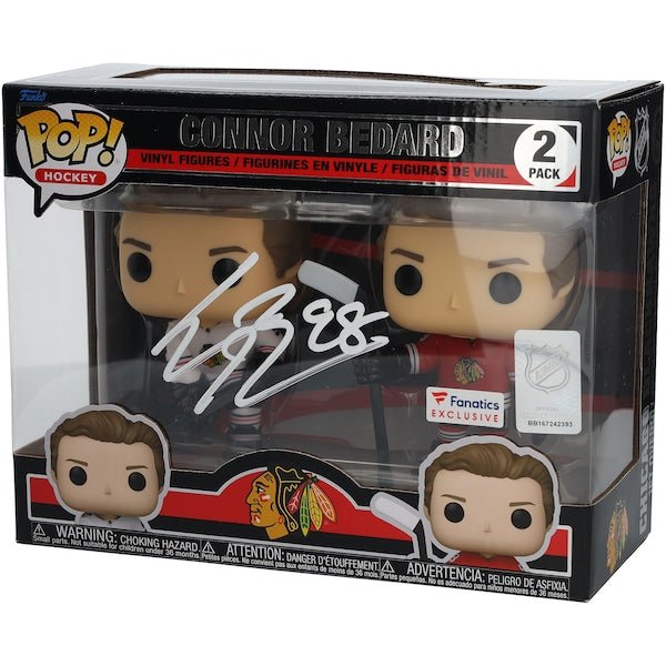 Connor Bedard Chicago Blackhawks Autographed Fanatics Authentic Two-Pack Funko Pop! Vinyl Figure