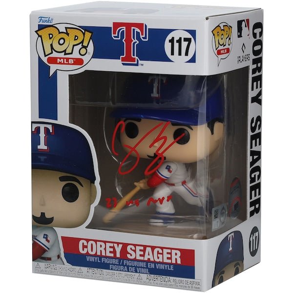 Corey Seager Texas Rangers Autographed Fanatics Authentic Funko Pop! Vinyl Figurine with "23 WS MVP" Inscription