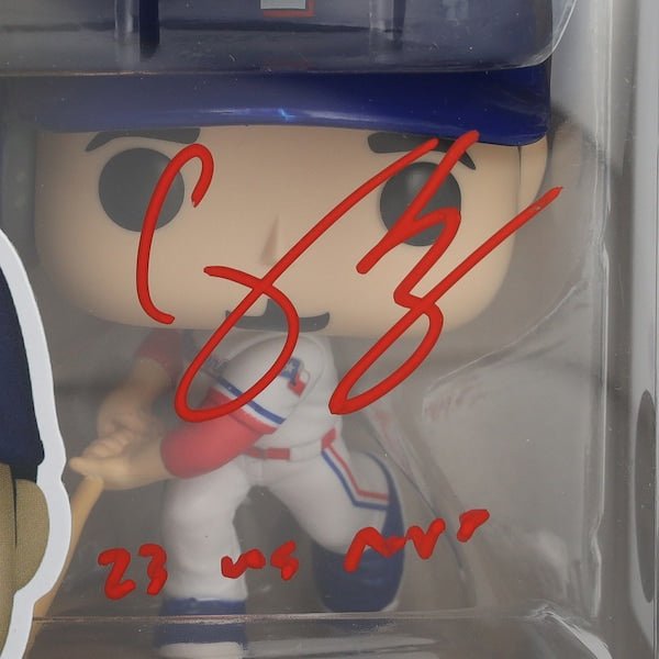 Corey Seager Texas Rangers Autographed Fanatics Authentic Funko Pop! Vinyl Figurine with "23 WS MVP" Inscription