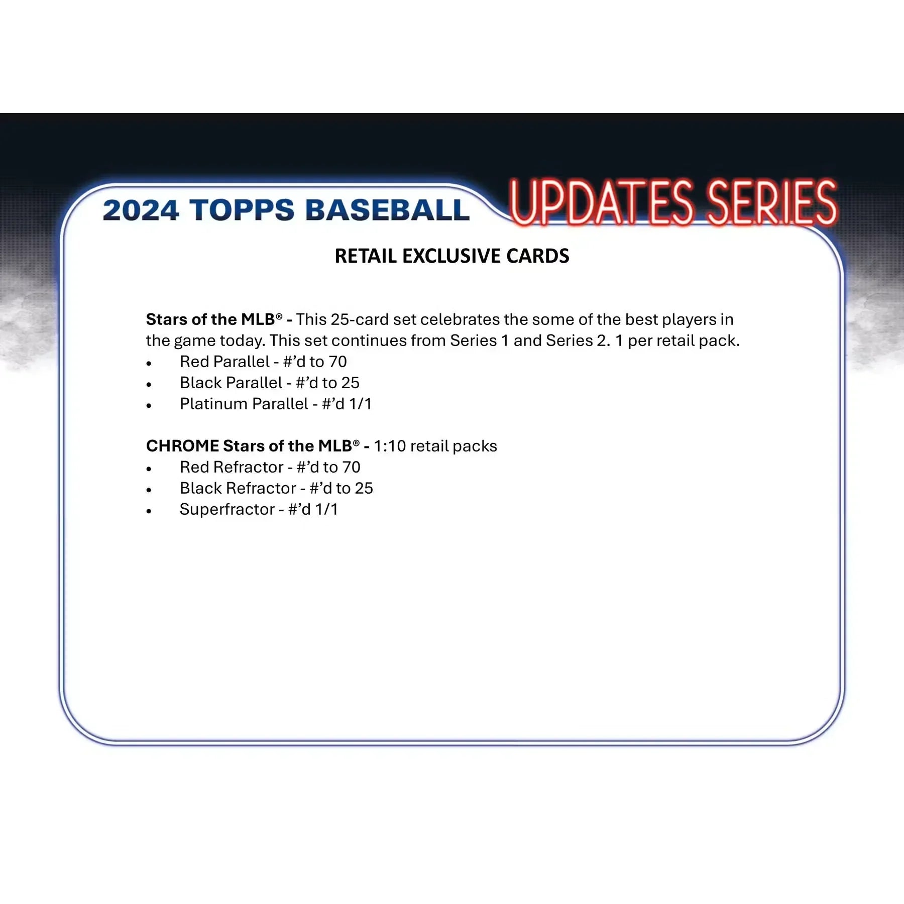 2024 Topps Update Series Baseball 20-Pack Retail Box (Ships Sealed Only)