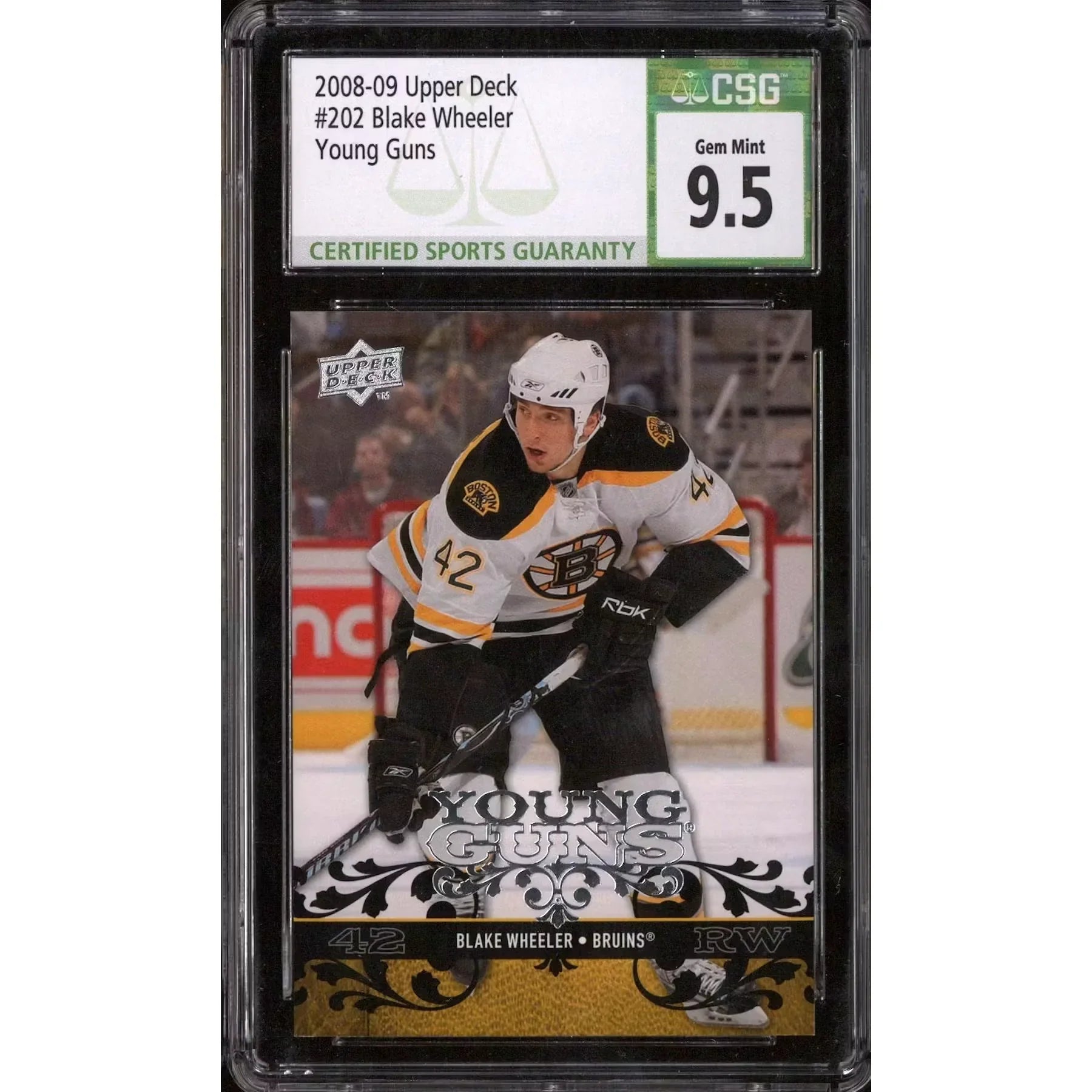 2008-09 Upper Deck Young Gun Blake Wheeler CSG 9.5 card #202