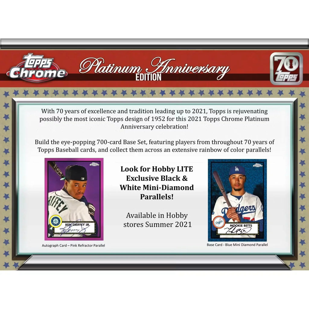 2021 Topps Chrome Platinum Anniversary Baseball Hobby Lite Box (Ships Sealed Only)
