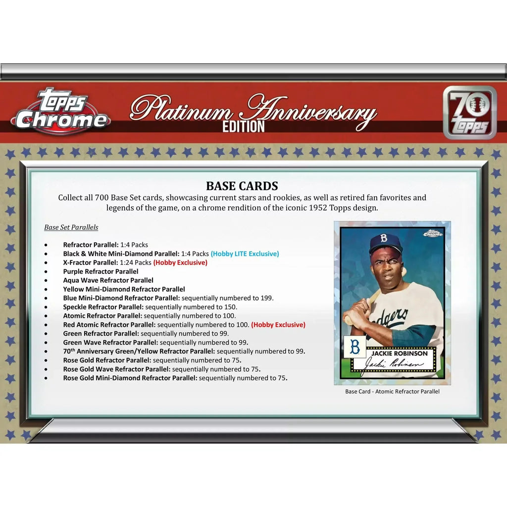 2021 Topps Chrome Platinum Anniversary Baseball Hobby Lite Box (Ships Sealed Only)