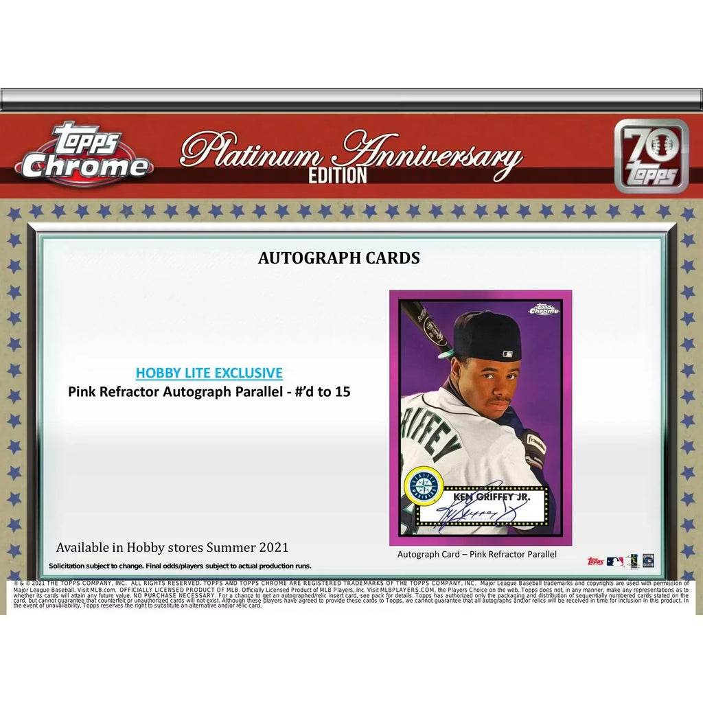 2021 Topps Chrome Platinum Anniversary Baseball Hobby Lite Box (Ships Sealed Only)