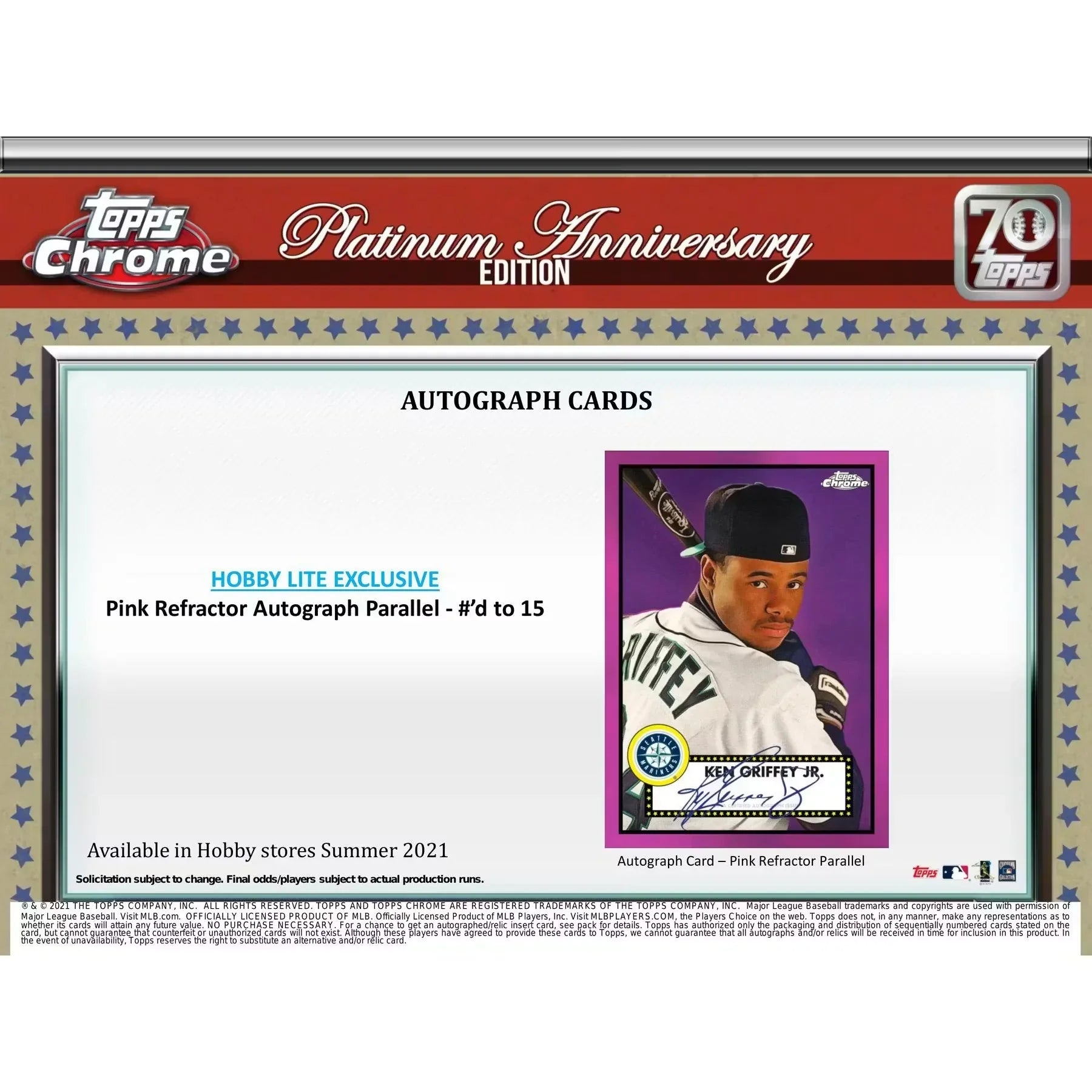 2021 Topps Chrome Platinum Anniversary Baseball Hobby Lite Box (Ships Sealed Only)