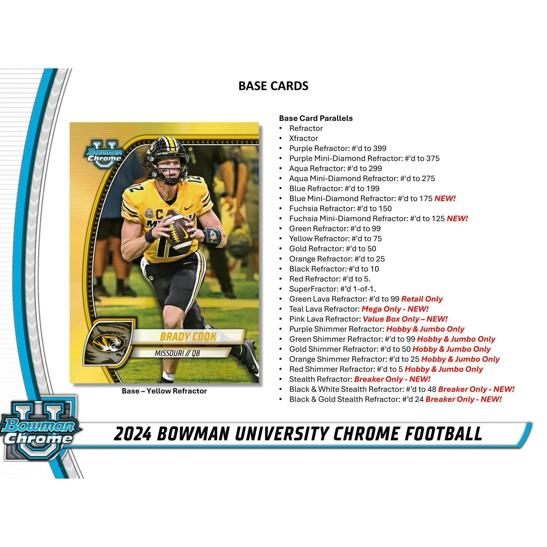 2024 Bowman University Chrome Football Blaster 40 Box Case (Ships Sealed Only) - D2