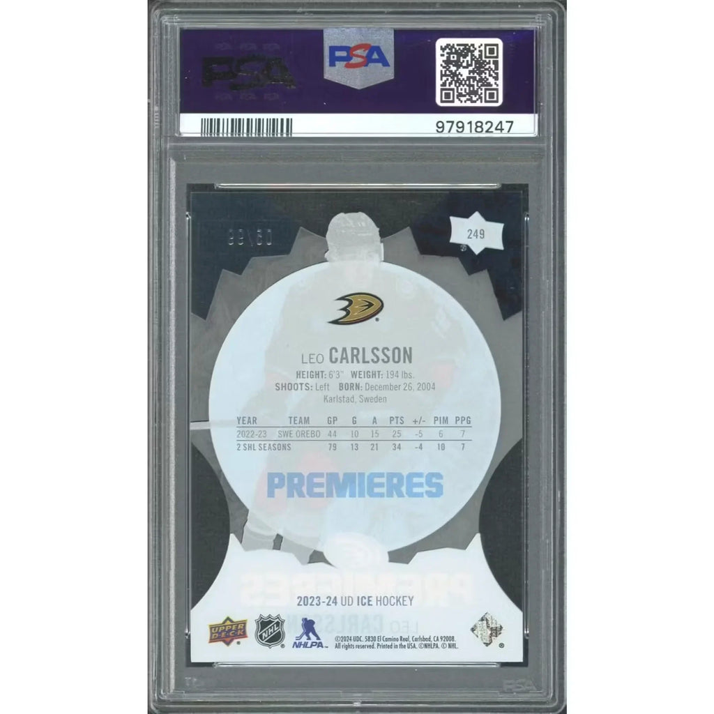 Leo Carlsson 2023-24 Upper Deck Ice Premieres Rookie Card | PSA 10