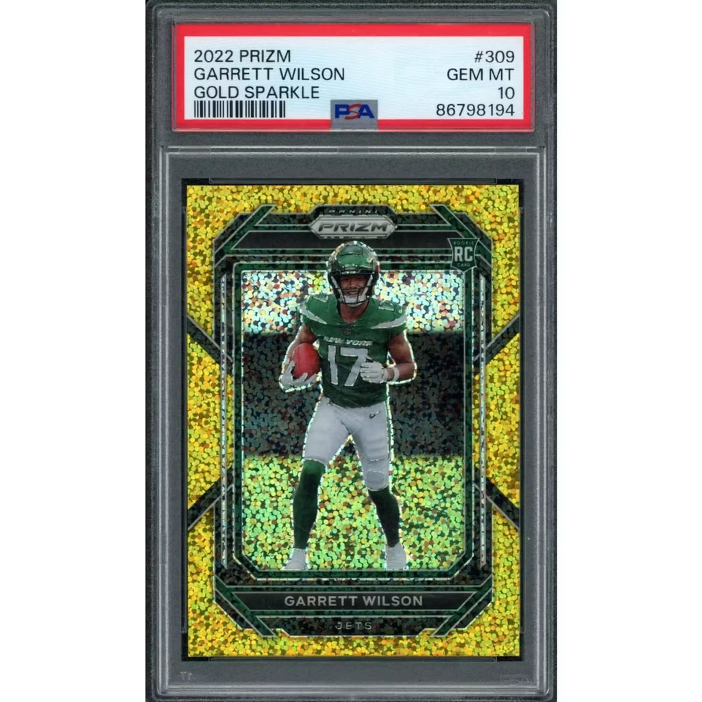 Garrett Wilson 2022 Panini Prizm Gold Sparkle #309 | PSA 10