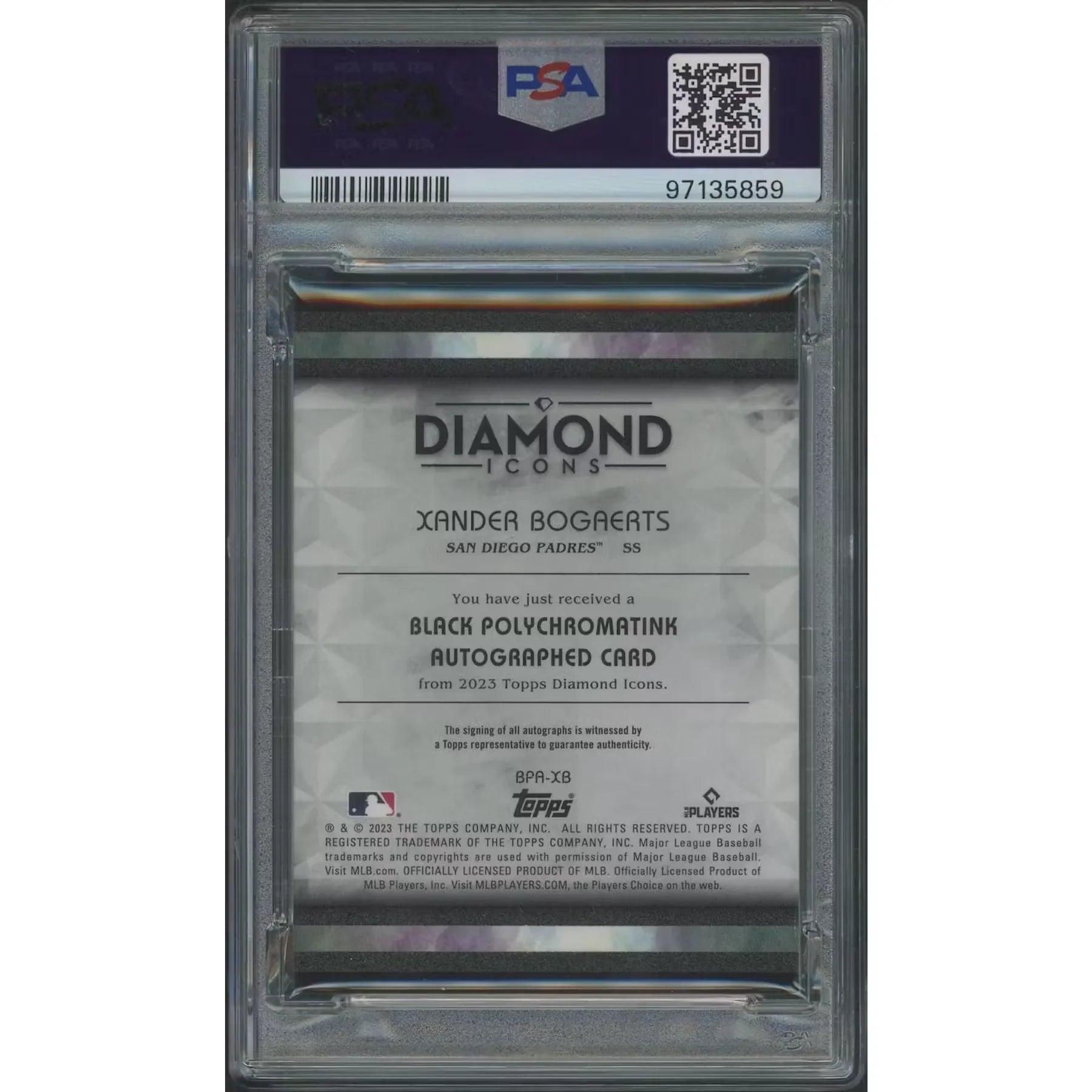 Xander Bogaerts Signed 2023 Topps Diamond Icons #1 Card | PSA 8 1/1