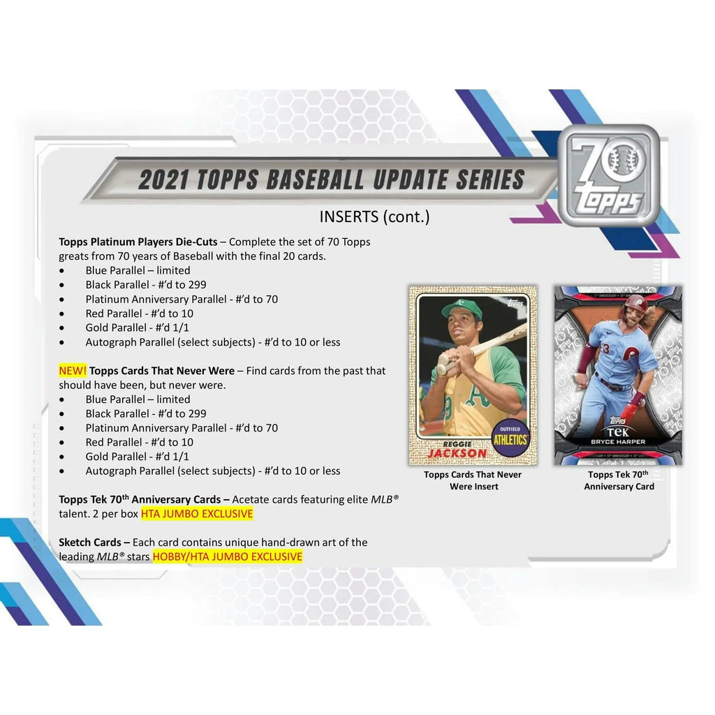 2021 Topps Update Series Baseball Hobby Box (Ships Sealed Only) - D