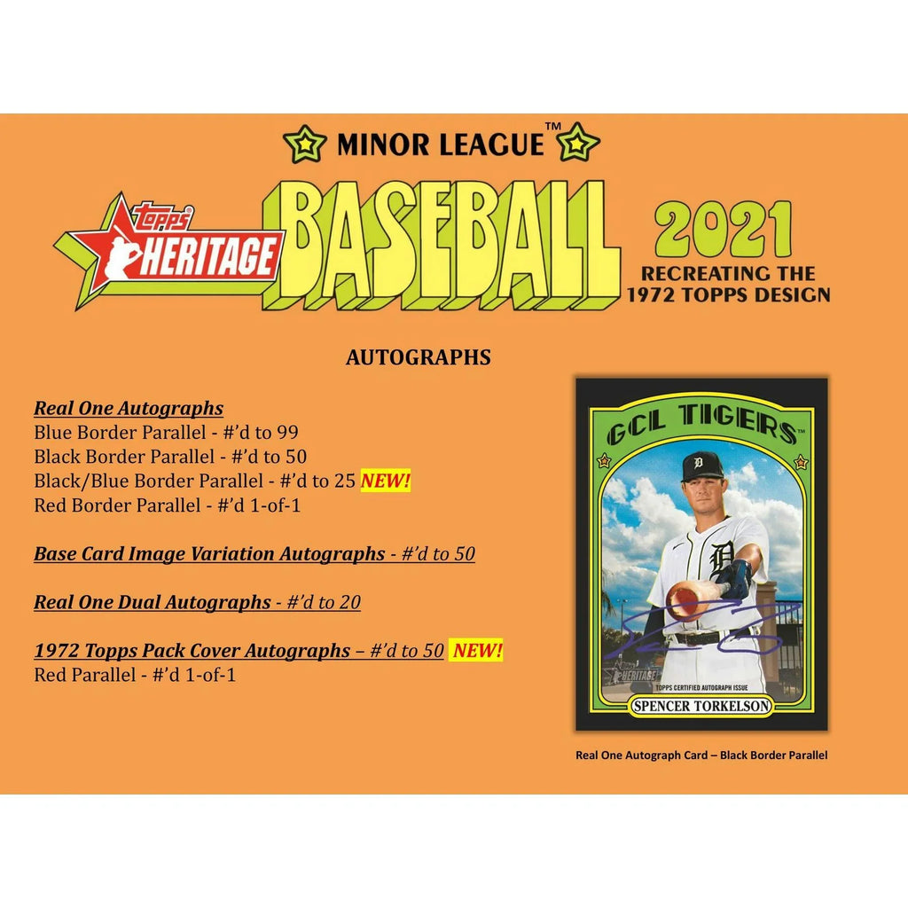 2021 Topps Heritage Minor League Baseball Hobby Box (Ships Sealed Only) - D